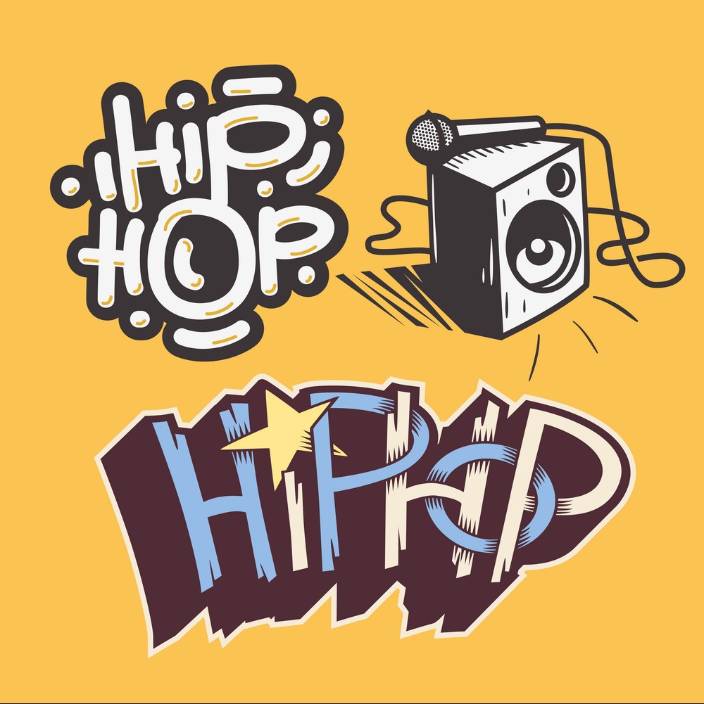 Hip Hop Rap Music Related Vector Illustrations Designs